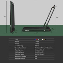 Load image into Gallery viewer, 2-in-1 Folding Treadmill with RC Bluetooth Speaker LED Display-Green
