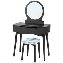 Load image into Gallery viewer, Dressing Table Vanity Makeup Set with Mirror Cushioned Stool Additional Storage
