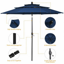 Load image into Gallery viewer, 10&#39; 3 Tier Patio Umbrella Aluminum Sunshade Shelter Double Vented-Navy
