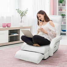 Load image into Gallery viewer, Folding Lazy Floor Chair Sofa with Armrests and Pillow-White
