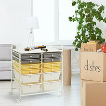 Load image into Gallery viewer, 12 Drawers Rolling Cart Storage Scrapbook Paper Organizer Bins-Yellow
