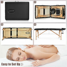 Load image into Gallery viewer, 3 Fold 84&quot; L Portable Adjustable Massage Table with Carry Case-Black
