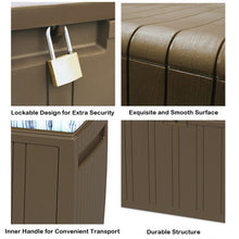 Load image into Gallery viewer, 80 Gallon Plastic Deck Storage Box Tool Box Patio Storage Container-Brown
