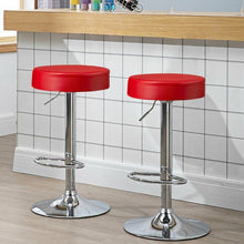 Load image into Gallery viewer, 1 PC Round Bar Stool Adjustable Swivel Pub Chair-Red

