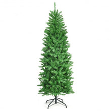 Load image into Gallery viewer, 6 ft PVC Hinged Pre-lit Artificial Fir Pencil Christmas Tree with 150 Warm White
