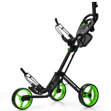 Load image into Gallery viewer, Folding 3 Wheels Golf Push Cart with Brake Scoreboard Adjustable Handle-Green
