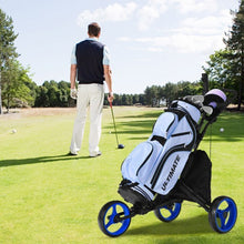 Load image into Gallery viewer, Folding 3 Wheels Golf Push Cart with Bag Scoreboard Adjustable Handle -Blue
