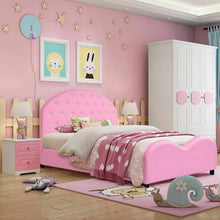 Load image into Gallery viewer, Kids Children PU Upholstered Platform Wooden Princess Bed
