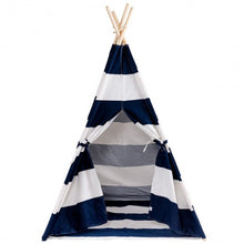 Load image into Gallery viewer, 5&#39; White &amp; Blue Portable Indian Children Sleeping Dome Play Tent
