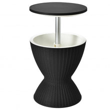 Load image into Gallery viewer, 3 in 1 8 Gallon Patio Rattan Cooler Bar Table with Adjust Ice Bucket-Black
