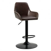 Load image into Gallery viewer, Retro Comfortable Adjustable Swivel Bar Stools with PU Leather Seat and Footrest
