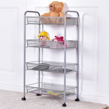 Load image into Gallery viewer, Black/Gray 4 Tier Storage Rack Trolley Cart-Gray
