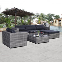 Load image into Gallery viewer, 6 pcs Gray Wicker Rattan Seat Cushioned Set
