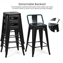 Load image into Gallery viewer, 24" Set of 4 Low Back Metal Counter Stool Stools-Black
