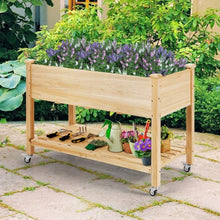 Load image into Gallery viewer, Wood Elevated Planter Bed with Lockable Wheels Shelf and Liner
