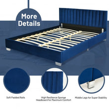 Load image into Gallery viewer, Queen Tufted Upholstered Platform Bedstead Flannel Headboard-Navy
