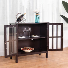 Load image into Gallery viewer, Glass Door Sideboard Console Storage Buffet Cabinet-Brown
