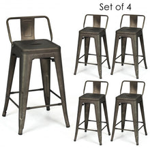 Load image into Gallery viewer, 24&quot; Set of 4 Low Back Metal Counter Stool Stools-Gun
