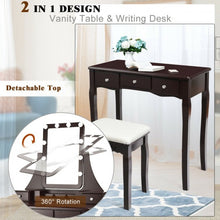 Load image into Gallery viewer, Dimmable Bulbs Touch Switch Vanity Dressing Table Set with Removable Box-Coffee
