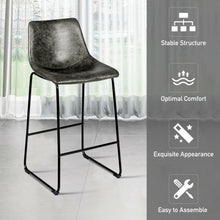 Load image into Gallery viewer, Set of 2 Bar Stool Faux Suede Upholstered Chair-Gray
