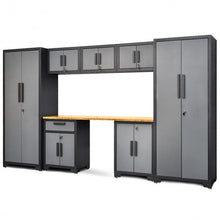Load image into Gallery viewer, 8 pcs Bamboo Worktop 24 Gauge Garage Storage Cabinet Set
