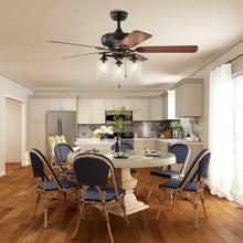 Load image into Gallery viewer, 52&quot; Ceiling Fan Light with Pull Chain and 5 Bronze Finished Reversible Blades
