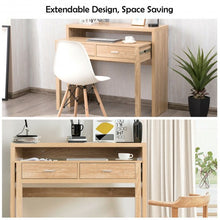 Load image into Gallery viewer, Extendable Computer Desk with Pull Out Secondary Desk-Natural
