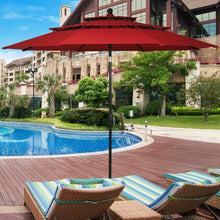 Load image into Gallery viewer, 10ft 3 Tier Patio Umbrella Aluminum Sunshade Shelter Double Vented-Burgundy

