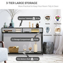 Load image into Gallery viewer, Console Table with Open Shelf and Storage Compartments Steel Frame-Black
