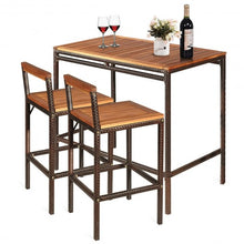 Load image into Gallery viewer, 3 PCS Patio Rattan Wicker Bar Dining Furniture Set
