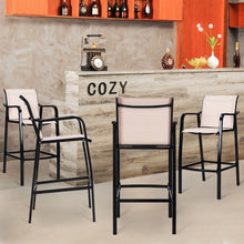 Load image into Gallery viewer, 4 pcs Patio Counter Height Steel Frame Leisure Bar Chairs
