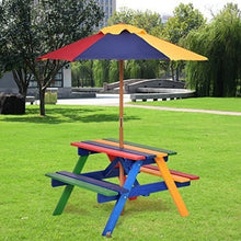 Load image into Gallery viewer, 4 Seat Kids Picnic Folding Garden Umbrella Table

