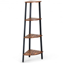 Load image into Gallery viewer, 4-Tier Corner Shelf Metal Storage Rack Domestic Bookcase-Black
