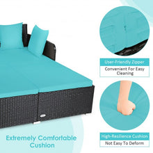 Load image into Gallery viewer, Outdoor Patio Rattan Daybed Thick Pillows Cushioned Sofa Furniture-Turquoise
