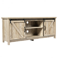 Load image into Gallery viewer, TV Stand with Cabinet Sliding Barn Door -White
