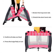 Load image into Gallery viewer, Foldable Travel Baby Crib Playpen Infant Bassinet Bed w/ Carry Bag-Pink
