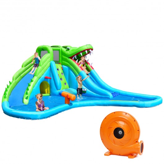 Crocodile Inflatable Water Slide Climbing Wall Bounce House