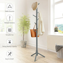 Load image into Gallery viewer, 2 Heights Wooden Coat Rack with 8 Hooks-Gray
