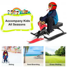 Load image into Gallery viewer, Kids Snow Sand Grass Sled w/ Steering Wheel and Brakes-Red
