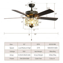 Load image into Gallery viewer, 52&quot; Ceiling Fan with Light Retro Crystal Chandelier Ceiling Fan 5 Reversible Fan
