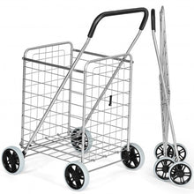 Load image into Gallery viewer, Portable Folding Shopping Cart Utility for Grocery Laundry-Silver
