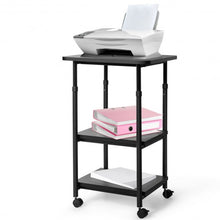 Load image into Gallery viewer, 3-tier Adjustable Printer Stand with 360? Swivel Casters-Black
