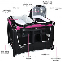 Load image into Gallery viewer, 4 in 1 Convertible Portable Baby Playard w/ Toys &amp; Music Center-Rose
