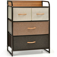 Load image into Gallery viewer, 4-Drawer Tower Steel Frame Wooden Top Dresser Storage with 3-Tier Organizer
