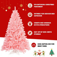 Load image into Gallery viewer, 6 ft Pink Artificial Hinged Spruce Full Christmas Tree with Foldable Metal Stand
