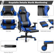 Load image into Gallery viewer, Massage Gaming Chair Reclining Racing Office Chair-Blue
