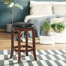 Load image into Gallery viewer, 24"Bistro Leather Padded  Backless Swivel Bar stool
