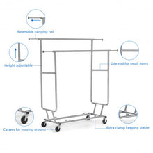 Load image into Gallery viewer, Double Commercial Collapsible Clothing Rolling Garment Rack
