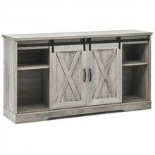 Load image into Gallery viewer, 59&quot; TV Stand with Adjustable Shelf and Sliding Barn Door Cabinet-Gray
