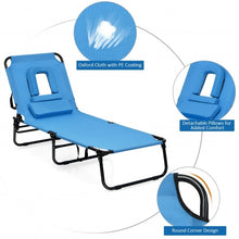 Load image into Gallery viewer, Outdoor Folding Chaise Beach Pool Patio Lounge Chair Bed with Adjustable Back and Hole
